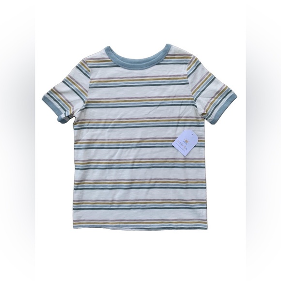 Little Co. NWT Size 8 Cream Striped Ringer Tee - Picture 1 of 4